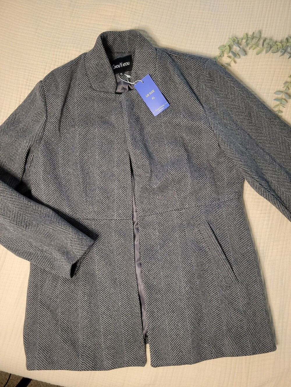 Gray Wool Blend Coat Blazer